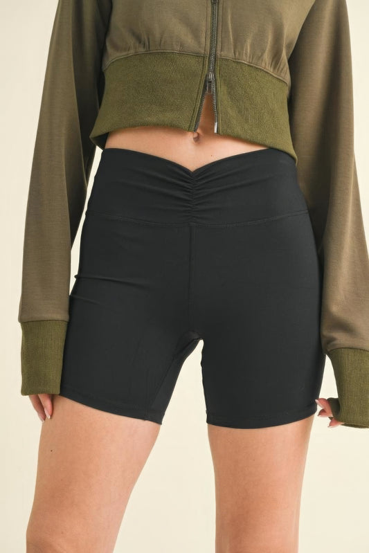 Ruched Waist Biker Shorts