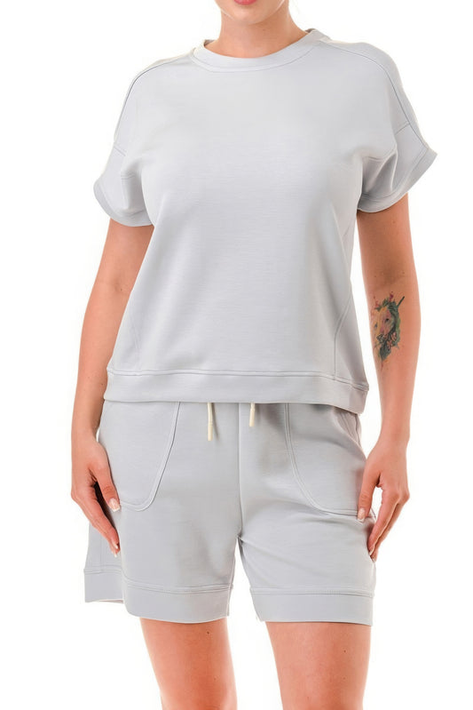 Air Cotton Monochrome Tee And Shorts Set