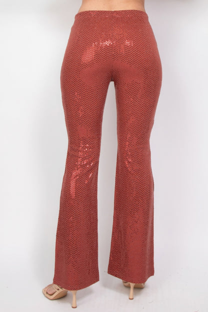 Sequined Fit & Flare Midrise Pants