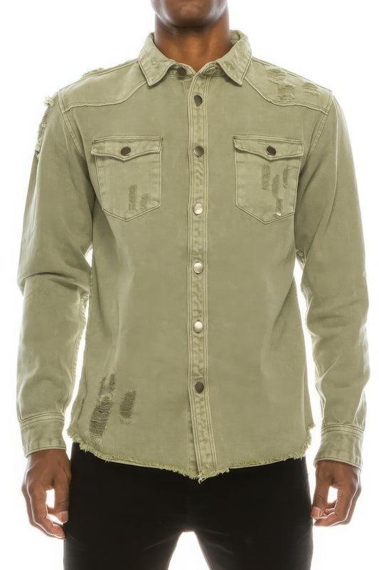 Men's Ripped Denim Overshirt