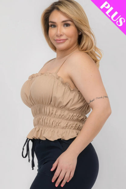 Plus Size Tiered Shirred Body Crop Top